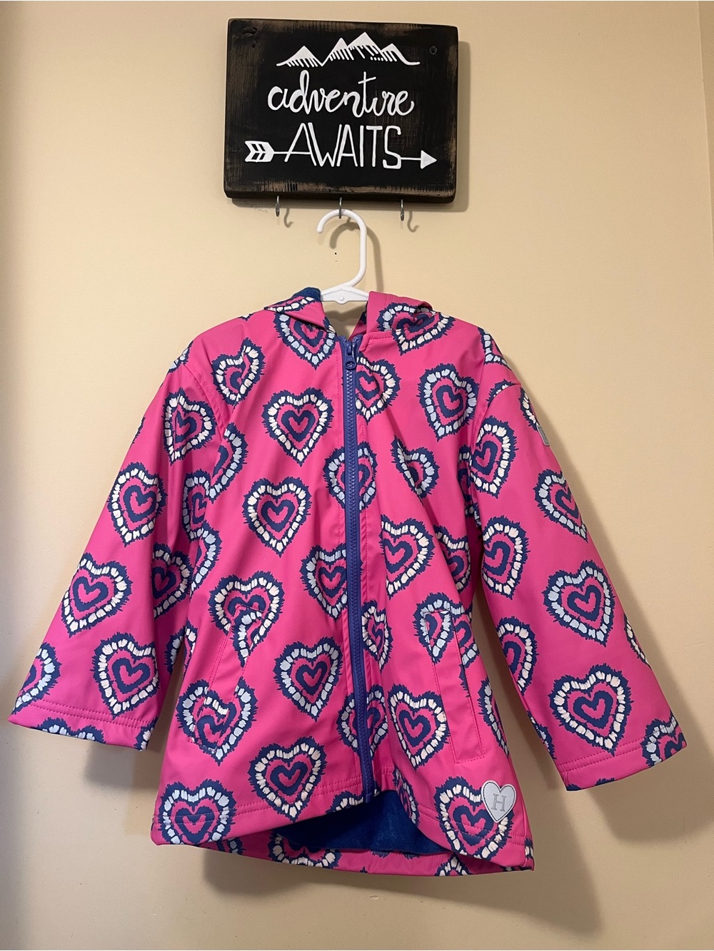 Hatley Colour Changing Pink Heart-Print Hooded Raincoat